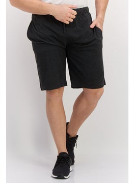 Buy Men 2 Pack Plain Basic Shorts, Black/Charcoal in UAE