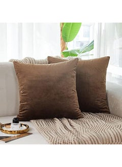 Buy Soft Thick Velvet Decorative Square Cushion Cover Set Of 2 Pcs in Egypt