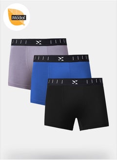 اشتري Pack of 3 - Solid Trunks with Brand Icon Waistband في السعودية