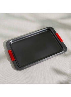 Buy Bake Me Happy Cookie Sheet With Silicone Handle Carbon Steel 0.8Mm 45X30X2.5Cm in UAE