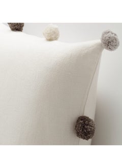 Buy Cushion cover, beige/handmade pompon, 50x50 cm in Saudi Arabia