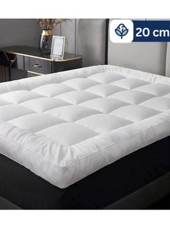 Buy Cotton Mattress Topper 20 cm With Cotton Filling and Rubber Corners Edges in Saudi Arabia