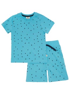 Buy 2-Piece Summer Outfit Set Blue for Baby Boys - T-Shirt & Shorts in UAE