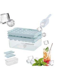 Buy Ice Cube Tray with Lid and Bin for Freezer,Round and square ice cube molds for Freezer, ice tray with Container Ice Cube Tray Making 66PCS Sphere Ice Chilling Cocktail Whiskey Tea Coffee Wearing spoon in Saudi Arabia