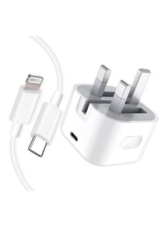 Buy iPhone Charger [Apple MFi Certified] Apple 20W USB C Fast Charger Plug and 2M/6.6FT USB-C to Lightning Cable, 20W PD UK Adapter Compatible with iPhone 14/13/12/11/Pro/Pro Max/Plus/XS/SE, AirPods-White in Saudi Arabia