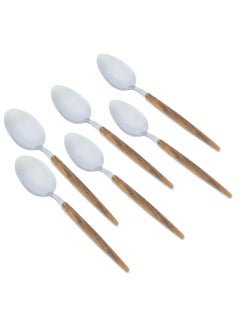 Buy Table spoons, steel, with a wooden handle, 6 pieces in Saudi Arabia
