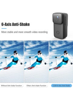 اشتري كاميرا C200 4K Mini WiFi Action مع شاشة IPS 1.28 بوصة، جسم 5 متر مقاوم للماء باللون الأسود في السعودية