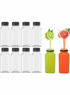 Buy Plastic Juice Bottles Empty Clear Containers with Tamper Proof Lids for Juice, Milk, and Other Beverage 8 Oz 10 Pcs in UAE