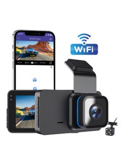 اشتري Dash Cam With Wifi, 1296p Driving Recorder Wide Angle Lens 24 Hours Parking Surveillance, Waterproof Driving Recorder Cam For Car, 4-inch dual recording 1296P+WIFI mobile phone interconnection في الامارات