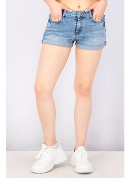 اشتري Women Washed Denim Shorts, Blue في الامارات