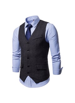 Buy 2024 Mens New Casual Wool Vest Single-Breasted BusinessBlack Black in UAE