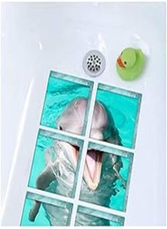 Buy 3D three dimensional bathtub paper wash station bathroom wall stickers antislip dolphin sticker[zZ] in Egypt