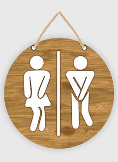 اشتري The Earthy House Man & Woman Bathroom Door Wall Hanging | Restroom signs | Bathroom Door Decor | Witty Signs | Funny Signs - Toilet Sign- 20 cm x 20 cm (Brown) في الامارات