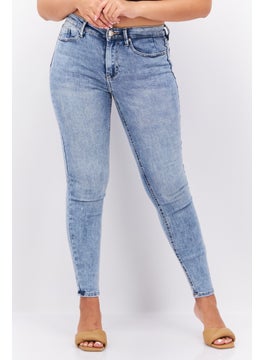 Buy Women Regular Fit Washed Denim Jeans, Blue in UAE