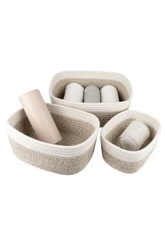 Buy 3 Pcs Rope Woven Storage Baskets Set Small Cotton Rope Basket for Decor Organizer and Bathroom Storage Basket in UAE