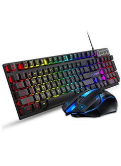 Buy RGB Gaming Keyboard Mouse Set, Mechanical Keyboard Feel Keyboard,104 Keys Transparent Keycap Keyboard with Mouse, for Gaming Office in UAE