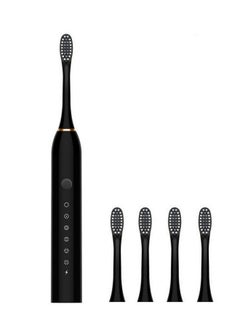 Buy Sonic Electric Toothbrush Adult Soft-bristle household rechargeable waterproof couple toothbrush head set Black in Saudi Arabia