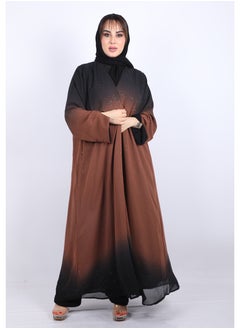 Buy Maxi Abaya Made Of Bright Colored Chiffon Fabric With Modern Elegance And Professional Touches With Long Sleeves And  Veil, Black-Brown in Saudi Arabia