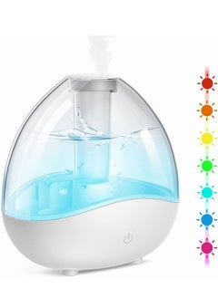 اشتري Padom 1.5L Cool Mist Humidifiers for Bedroom Large Room Baby Humidifier with Night Light Diffuser for Essential Oils Auto Shut-off and Quiet Air Ultrasonic for Pets Indoor Home Office White في الامارات