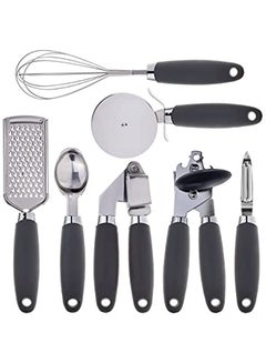 Buy COOK With COLOR 7 Pc Kitchen Gadget Set Stainless Steel Utensils with Soft Touch Grey Handles in Saudi Arabia