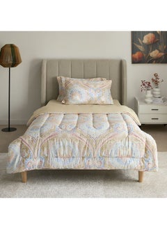 Buy Houston Ethno 3-Piece Cotton Printed Twin Comforter Set 220 x 160 cm in UAE