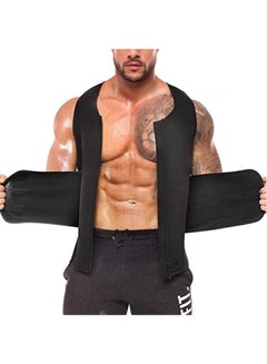 اشتري Sauna Vest with Waist Trainer for Men, 2 in 1 Mens Abdomen Trainer Neoprene Slimming Workout Vest Shaper Promotes Healthy Sweat, Weight Loss, Lower Back Posture في السعودية