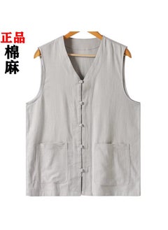 Buy Summer Thin Cotton Linen Mens Sleeveless VestGrey Grey in Saudi Arabia