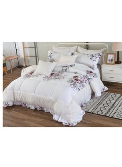 Buy Super King 8 Pieces Comforter set Ruffle Bedding Set, Cotton and Polyester Quality Dorm, Duvet( 240*260cm) in UAE