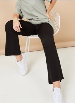 اشتري Elasticated Waist Ribbed Knit Wide Leg Trouser في السعودية