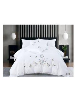 Buy 6 Pieces set King Size Embroidery Warm Cotton Comforter Set with Thickened Fiber Filling, Duvet(220*240 cm) fitted bedsheet(200x200*30cm) in UAE