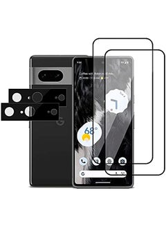 Buy [Pack of 4] Screen Protector For Google Pixel 7 Tempered Glass with Camera Lens Protector, Bubble Free, HD Clear, Scratch Resistant, Anti-Fingerprint, Full Screen Coverage - Black in Saudi Arabia