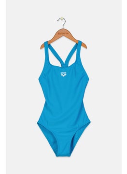 Buy Women Brand Logo One Piece Swimsuit, Turquoise in Saudi Arabia