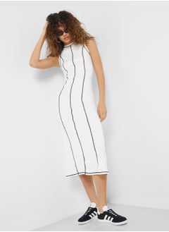 Buy Contrast Seam Detail Maxi Jersey Dress in UAE