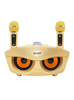Buy Portable Speaker Player Radio With Bluetooth Family KTV Speaker With 2 Wireless Microphones 30w Gold in UAE