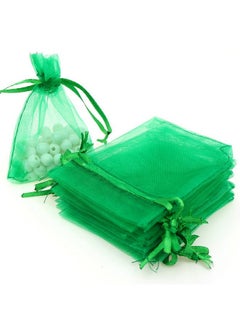 اشتري 100Pcs 4X6Inch (10X15Cm) Drawstring Organza Jewelry Favor Pouches Wedding Party Festival Gift Bags Candy Bags (Green) في السعودية