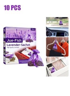 اشتري 10 Pieces Lavender Closet Deodorizer Air Freshener Sachet Flower Bags Long Lasting Fresh Scents for Clothes Storage Drawers and Closets Home Kitchen Toilet Drawers Car في الامارات