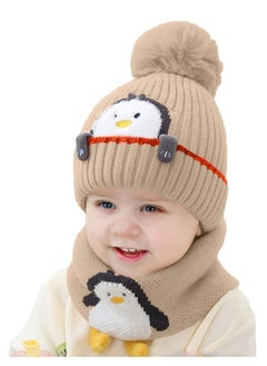 Buy Baby Winter Cute Knit Hat, Cartoon Penguin Hat Caps with Pompom,  Scarves Set for Kids Baby in UAE