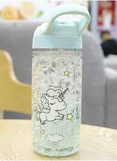 Buy Water Bottles, Cute Girls Water Bottles for School, Girls Unicorn Water Bottle with Straw and Safety lock, 400ML/13.5oz Kids Water Bottles for School Kids Girls, Green in Saudi Arabia