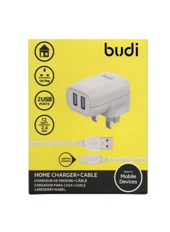 Buy Budi 2 USB Home Charger with 1m Lightning Cable AC339ULW - White in Saudi Arabia