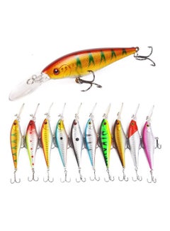 Buy 10Pcs Fishing Lures - Crank Bait Set, Deep Diving Wobblers Artificial Baits with 3D Eyes, Bass Lures for Freshwater and Saltwater Fishing in Saudi Arabia