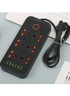 اشتري Tycom Power Strip Surge Protector with USB- Extension Cord Flat Plug with Widely 6 AC Outlet and 6 USB, Small Desktop Station with 6 ft Power Cord, Compact Socket في الامارات