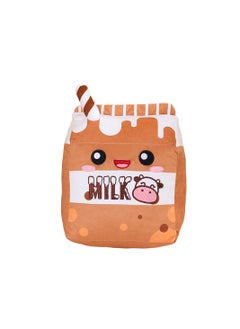 اشتري Milk Plush Pillow, Cartoon Soft Strawberry Milk Plushie Fruit Pillow, Food Shaped Pillow Fruit Milk Pillow, Home Hugging Gift for Kids (Chocolate, One Size) في الامارات