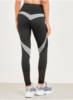 Buy Contrast Melange Panel Detail Full Length Legging in Saudi Arabia