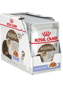 Buy Royal Canin Feline Health Nutrition Aging 12+ Jelly Wet Cat Food Pouches Box 12X85g in UAE