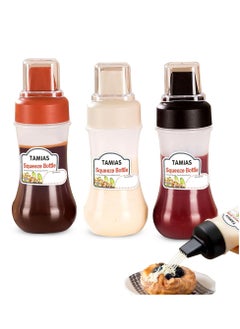 اشتري Plastic Condiment Squeeze Bottles, Squeeze Bottles for Sauces and Liquids, Multicolored Squirt Bottles with 5-Holes for Even Distribution of Sauces, Pack of 3 في الامارات