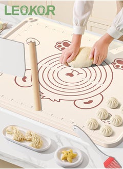 Buy Silicone Pastry Baking Mat, Food Grade Silicone Rolling Mat for Dough with Edge Heightening, Non-stick Thick Kneading Mat with Dough Cutter, Pastry Brush and Rolling Pins 50*70CM in Saudi Arabia