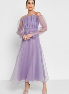 Buy Pleat Detail Tulle Dress in Saudi Arabia