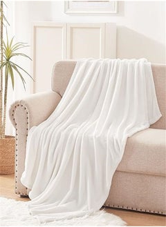 Buy Goolsky Fleece Throw Blanket for Couch, Sofa and Bed, 300GSM Super Soft Blankets and Warm Throws, Cozy, Plush, Lightweight (50x60 inches, Pure White) in UAE