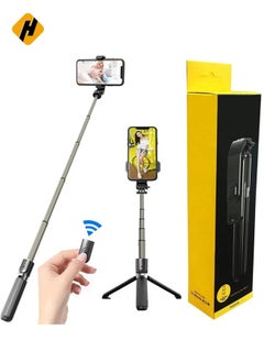 Buy 2022 upgraded Portable 33 Inch Aluminum Alloy Selfie Stick iPhone Selfie Tripod Stand with Wireless Remote Shutter Tripod For iPhone 13 12 11 pro Xs Max Plus, Android Samsung (Black) in Saudi Arabia