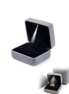 اشتري LED Light Ring Jewelry Gift Box, Luxury Velvet Bracelet Jewelry Pendant Earrings Stud Trinket Storage Box, Wedding Engagement Birthday Gift Ring Box (Gray) في السعودية